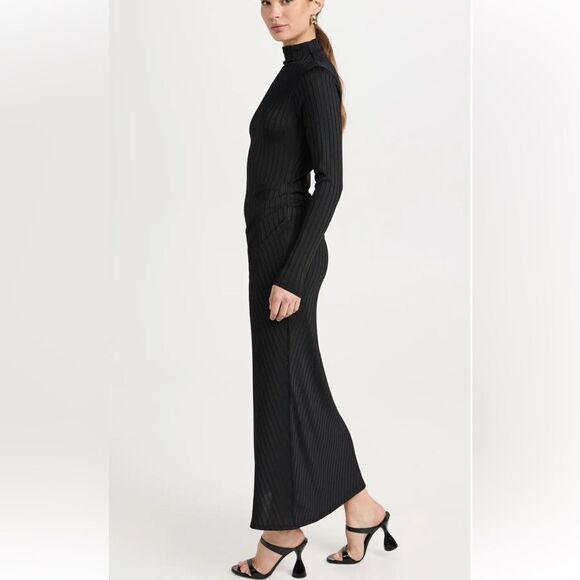 Good American Shine Rib Funnel Tuck Midi Dress - Picture 5 of 15